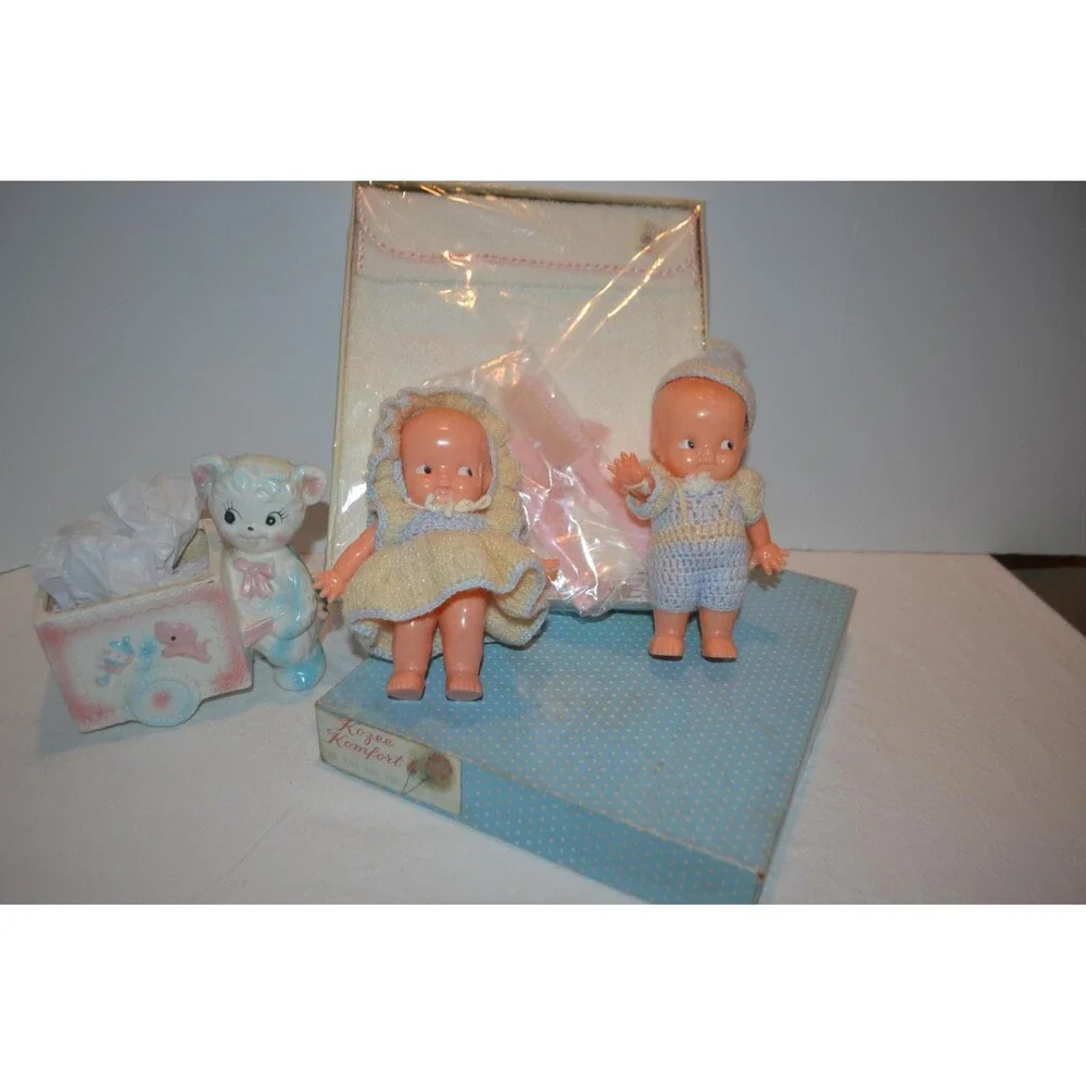 Vintage Baby Planter Kewpies and Blanket 1960s